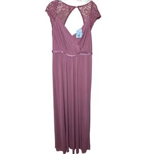 Davids Bridal Long Maxi Dress Size 14-Chianti/ mauve‎ Lace Cap Formal Bridesmaid